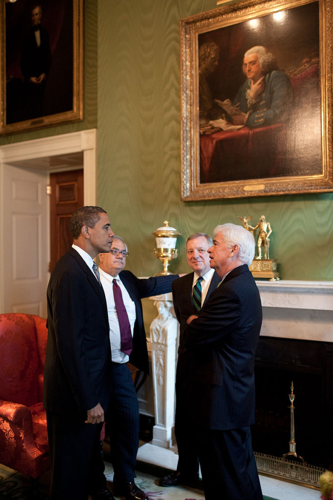 "Obama, Frank, and Durbin in the Green Room" by White House (Pete Souza) / Maison Blanche (Pete Souza) - The Official White House Photostream. Licensed under Public Domain via Commons - https://commons.wikimedia.org/wiki/File:Obama,_Frank,_and_Durbin_in_the_Green_Room.jpg#/media/File:Obama,_Frank,_and_Durbin_in_the_Green_Room.jpg