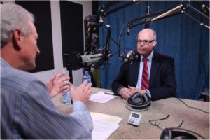 Image: Grant Reeher interviewing Richard Bowen in studio.